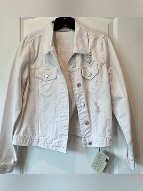L White Denim Jacket - Lightweight Distressed Style